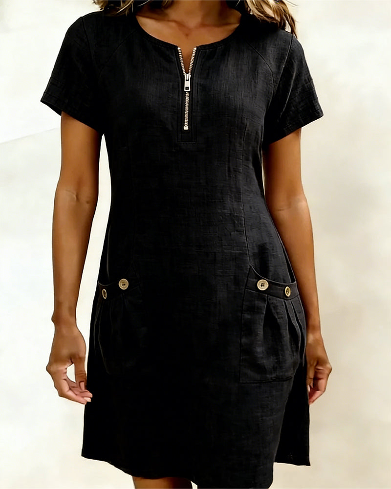 Madeleine | Robe en Coton Avec Fermeture Eclair