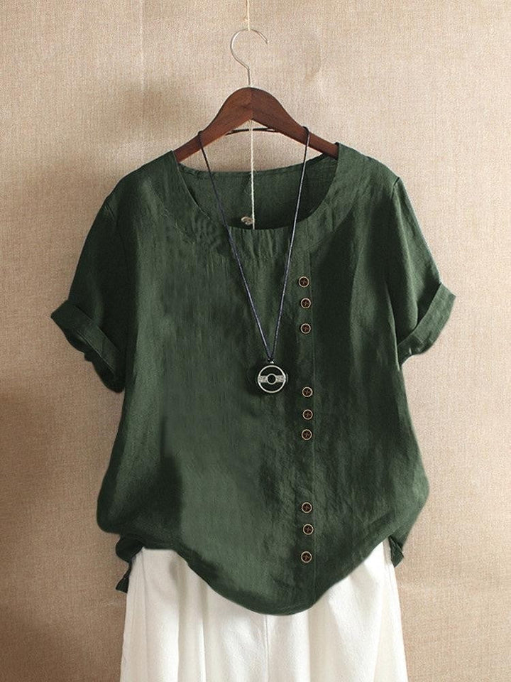 Bianca | Blouse Aérée avec Patte de Boutonnage
