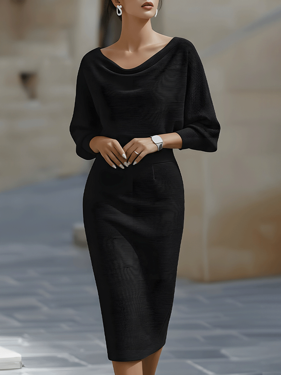 Clarisse™ — Robe midi drapée élégante intemporelle