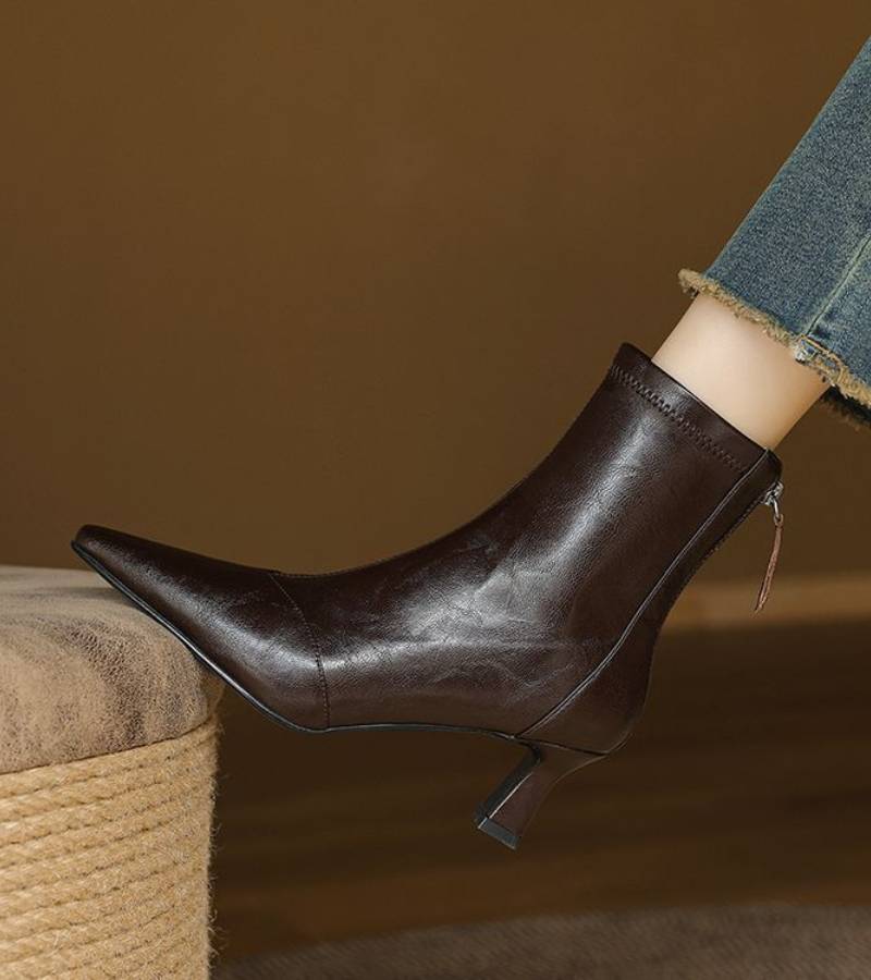 Bea | Bottines en cuir à talon élégant
