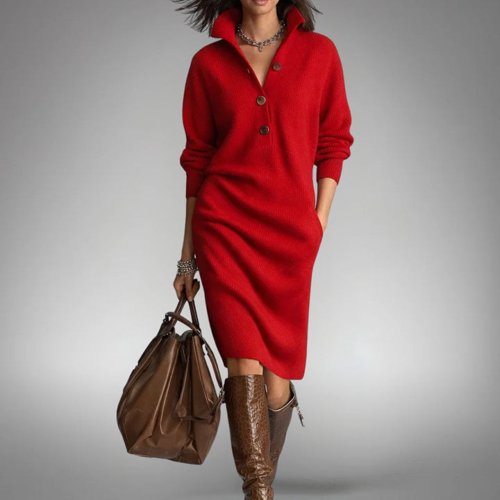 Marianne | Robe en Tricot Douce Avec Boutons