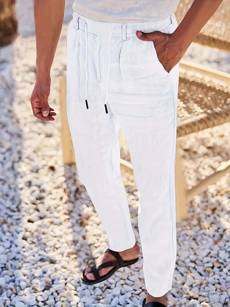 ANTHONY | PANTALONS LARGES EN LIN AVEC CORDON
