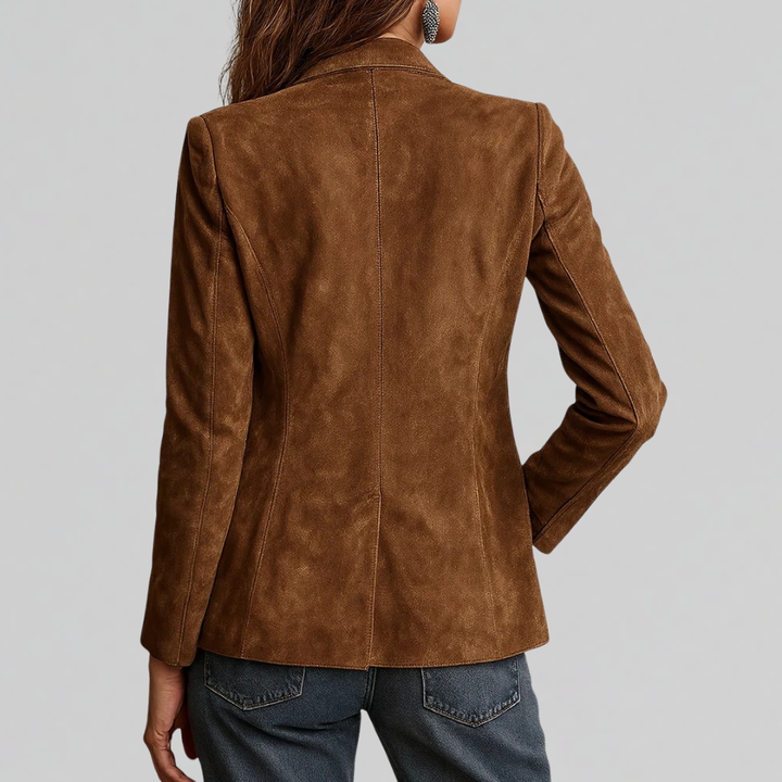Georgiana | Blazer en Suède Détendu avec Revers Cranté
