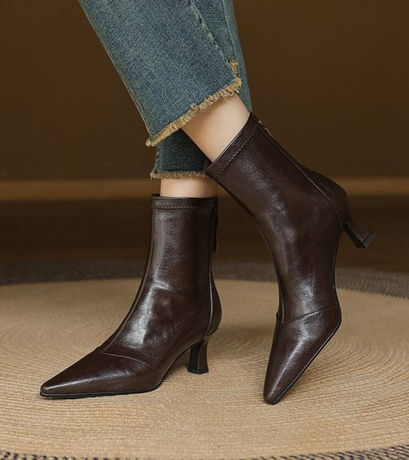 Bea | Bottines en cuir à talon élégant