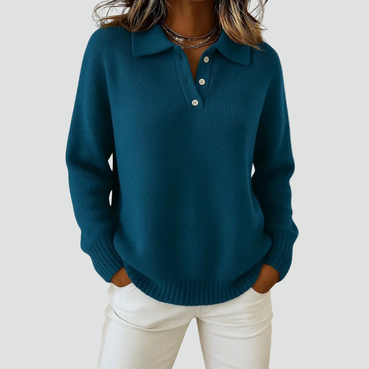 Eula | Pull à col Polo Oversize Pour Tous les Jours