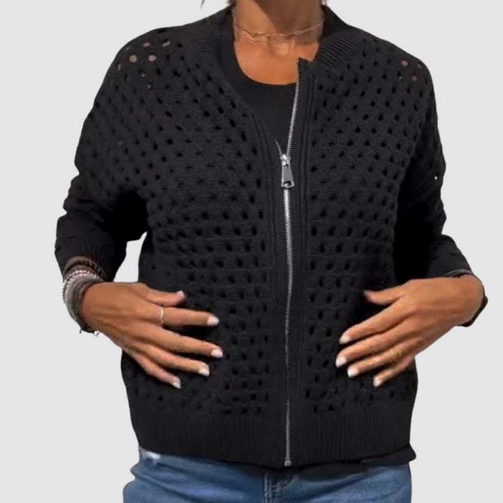 Cyndie | Cardigan Zippé de Style Raffiné