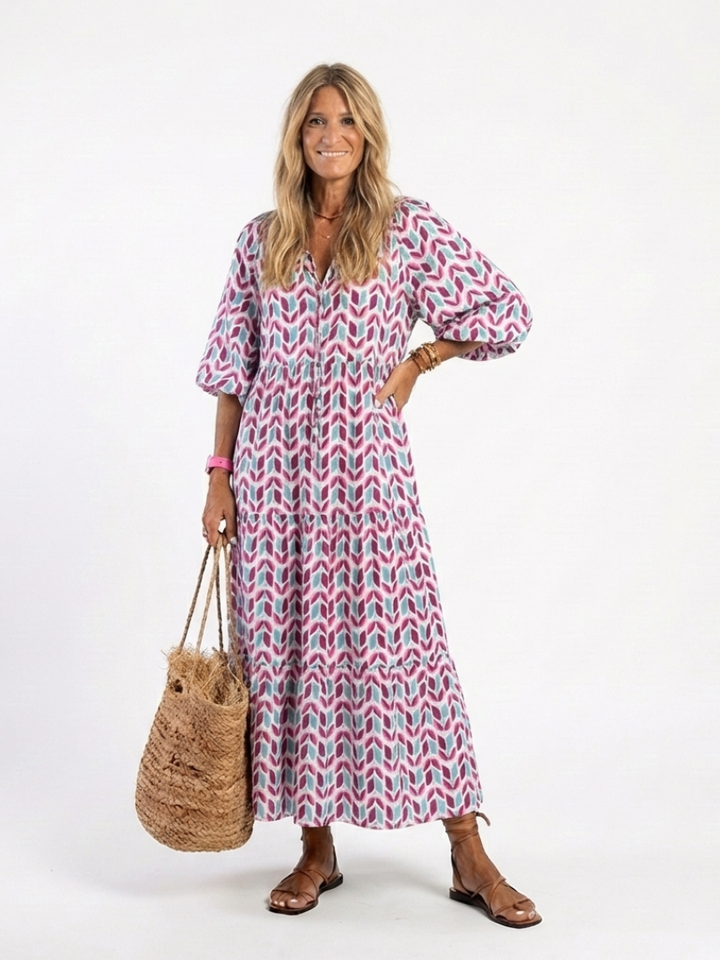 Mireya | Robe midi à manches longues