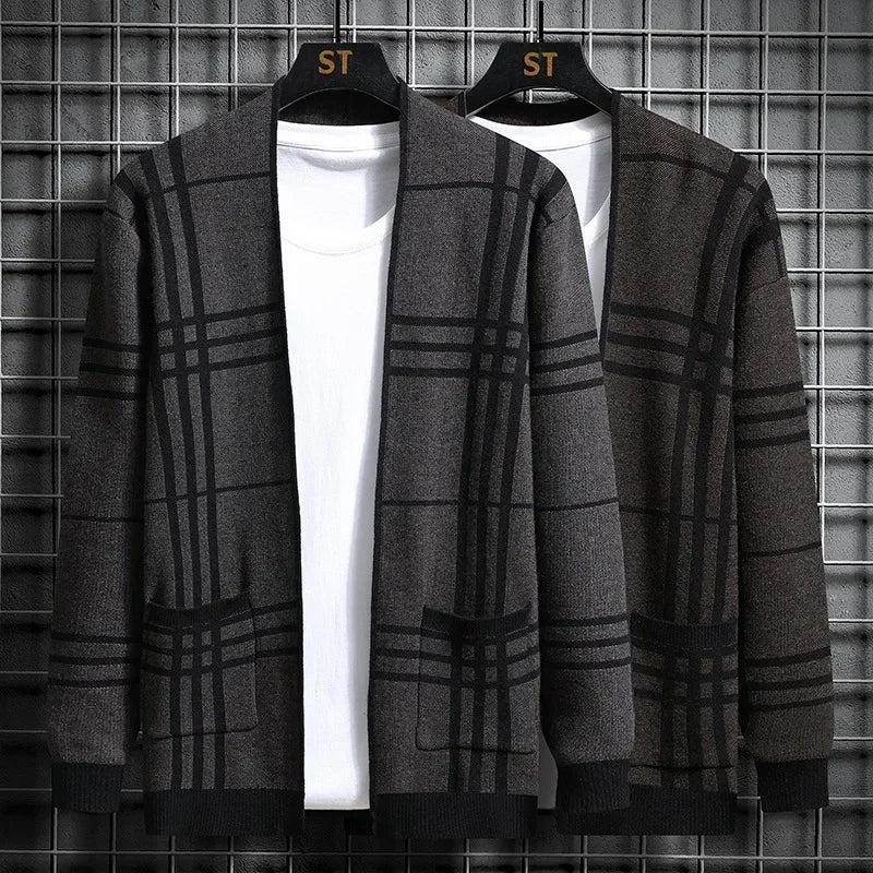 JOHN | CARDIGAN EN MAILLE À CARREAUX
