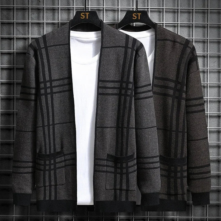 JOHN | CARDIGAN EN MAILLE À CARREAUX