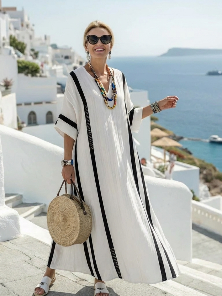 Elvienne | Robe Maxi à Manches Courtes