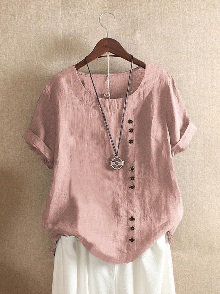 Bianca | Blouse Aérée avec Patte de Boutonnage