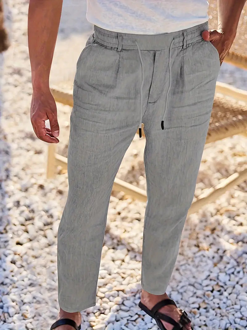 ANTHONY | PANTALONS LARGES EN LIN AVEC CORDON