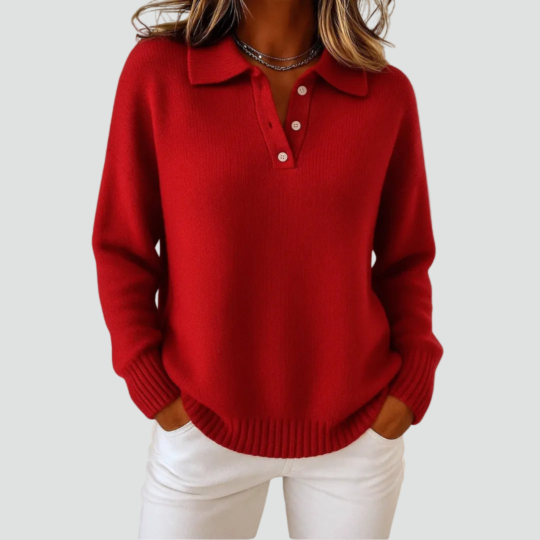 Eula | Pull à col Polo Oversize Pour Tous les Jours