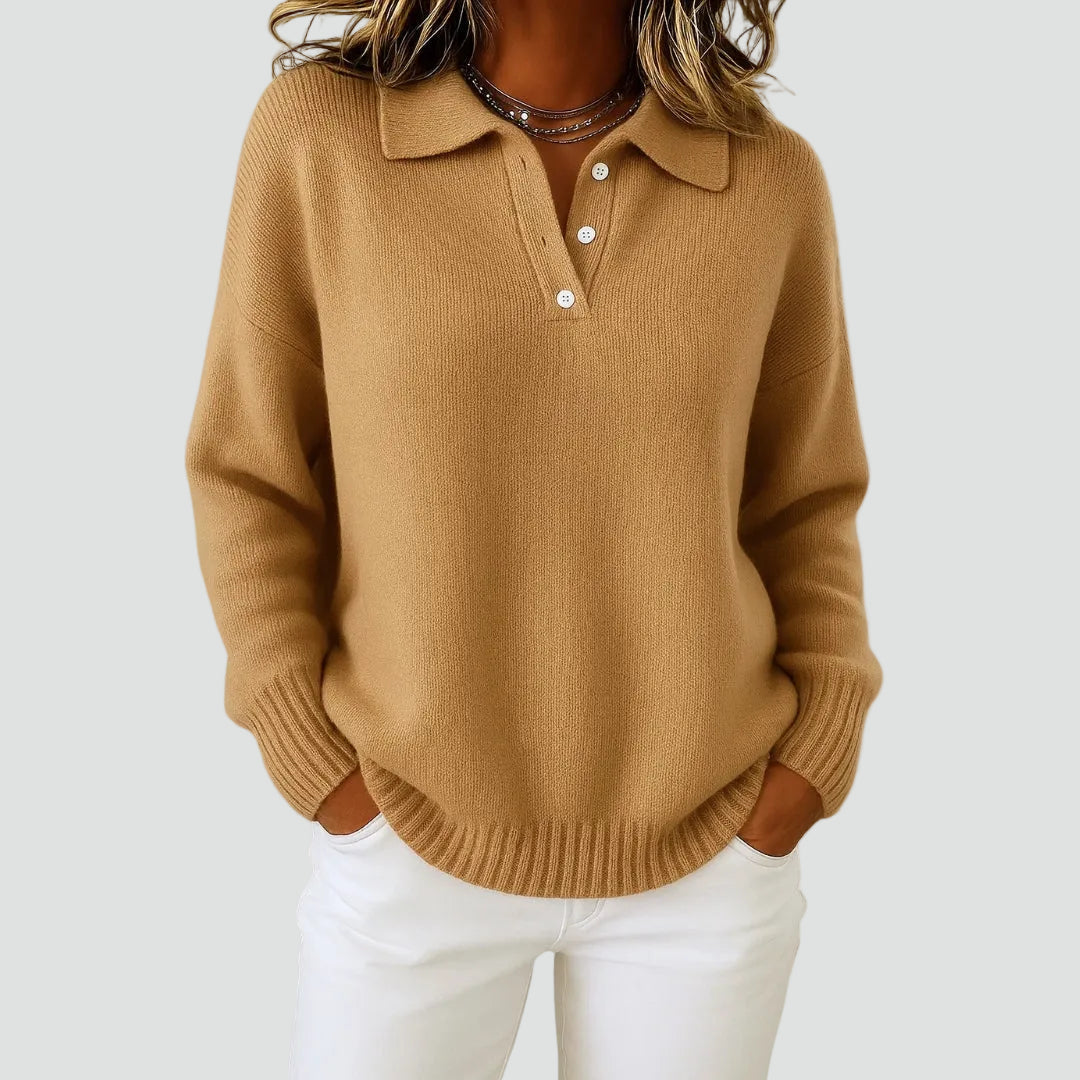Eula | Pull à col Polo Oversize Pour Tous les Jours