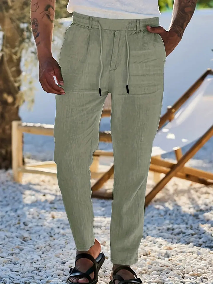 ANTHONY | PANTALONS LARGES EN LIN AVEC CORDON