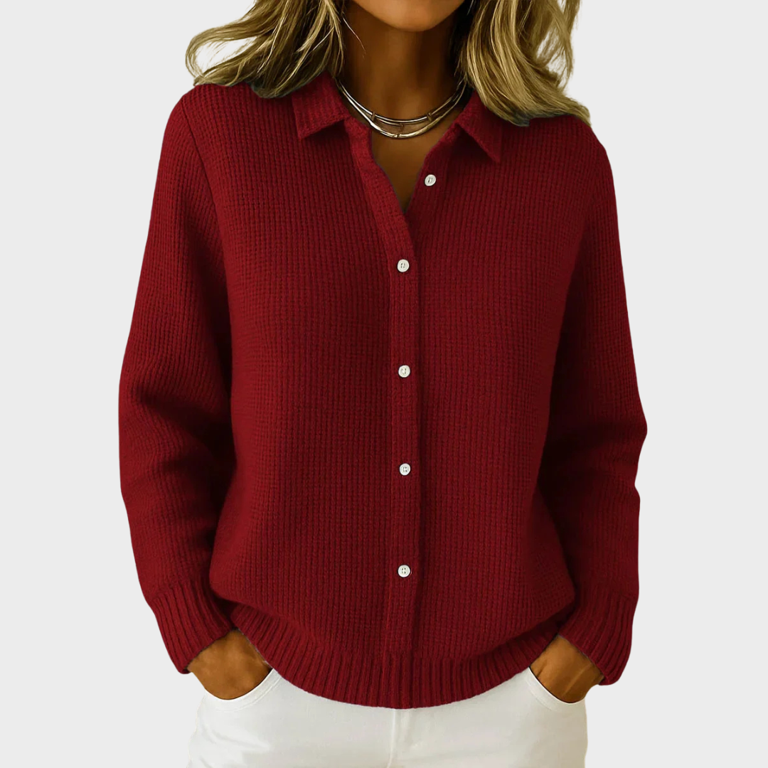 Tayla | Manteau en Tricot Texturé, Fermé par Boutons