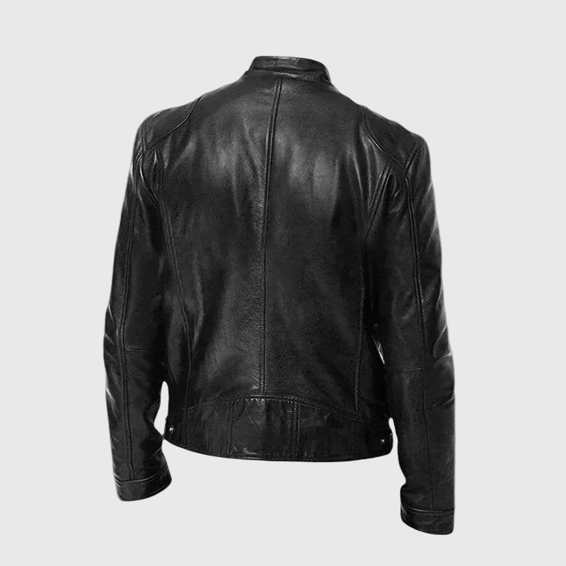 James | Veste en Cuir Classique avec Col Montant