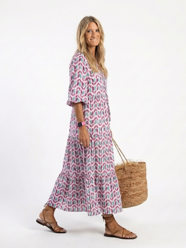 Mireya | Robe midi à manches longues