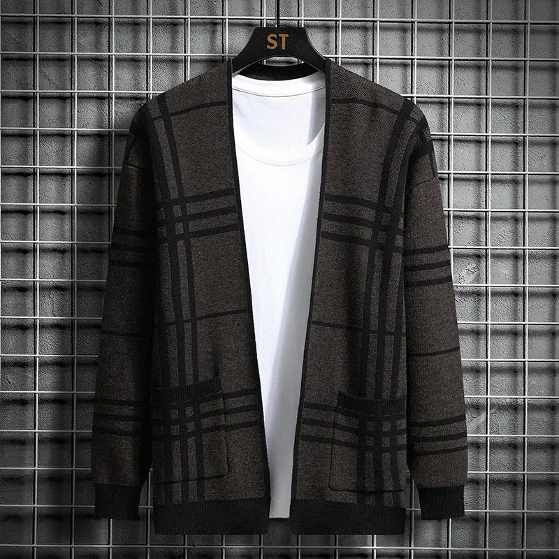 JOHN | CARDIGAN EN MAILLE À CARREAUX