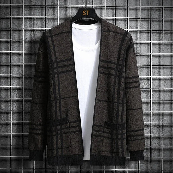 JOHN | CARDIGAN EN MAILLE À CARREAUX