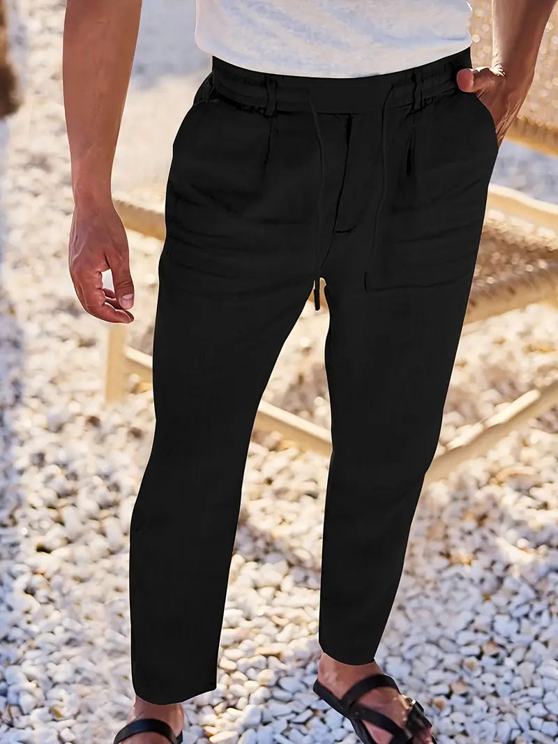 ANTHONY | PANTALONS LARGES EN LIN AVEC CORDON