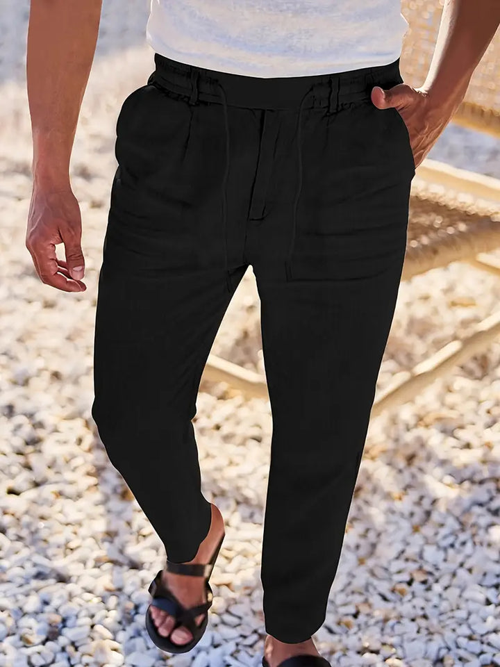ANTHONY | PANTALONS LARGES EN LIN AVEC CORDON
