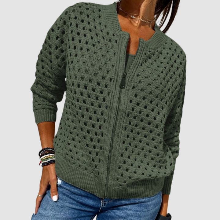 Cyndie | Cardigan Zippé de Style Raffiné