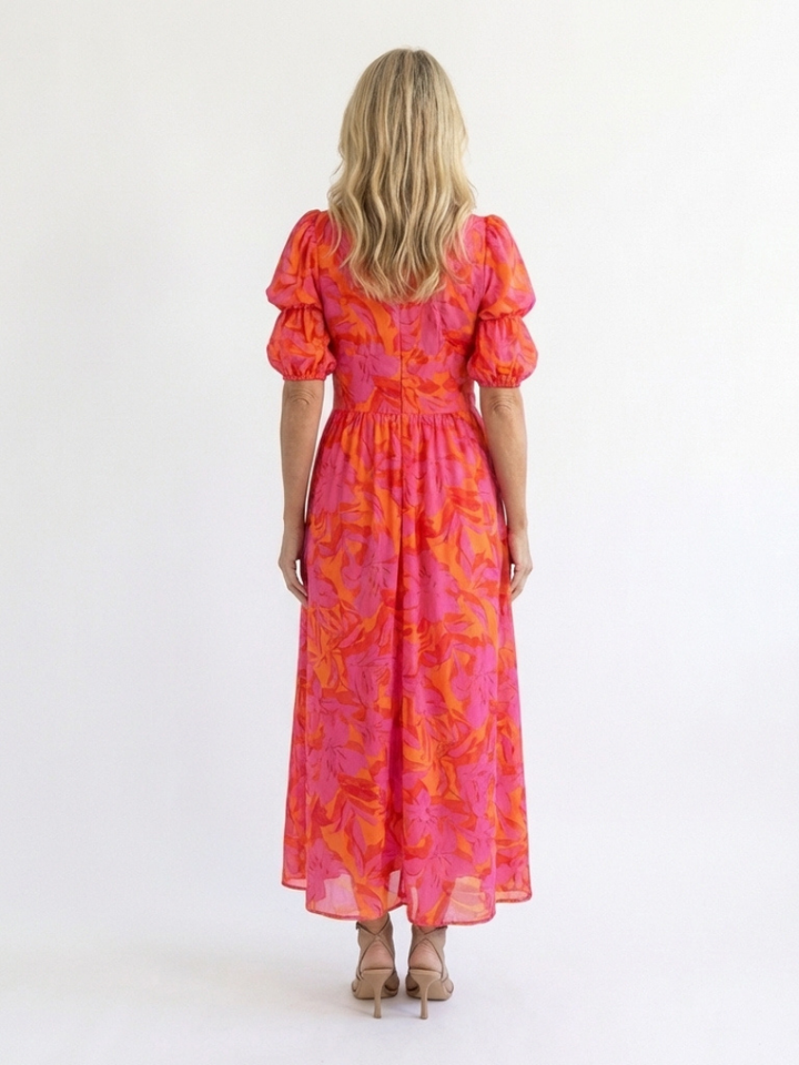 Willow | Robe Midi à Manches Bouffantes