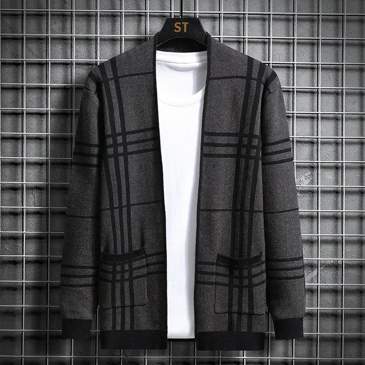 JOHN | CARDIGAN EN MAILLE À CARREAUX