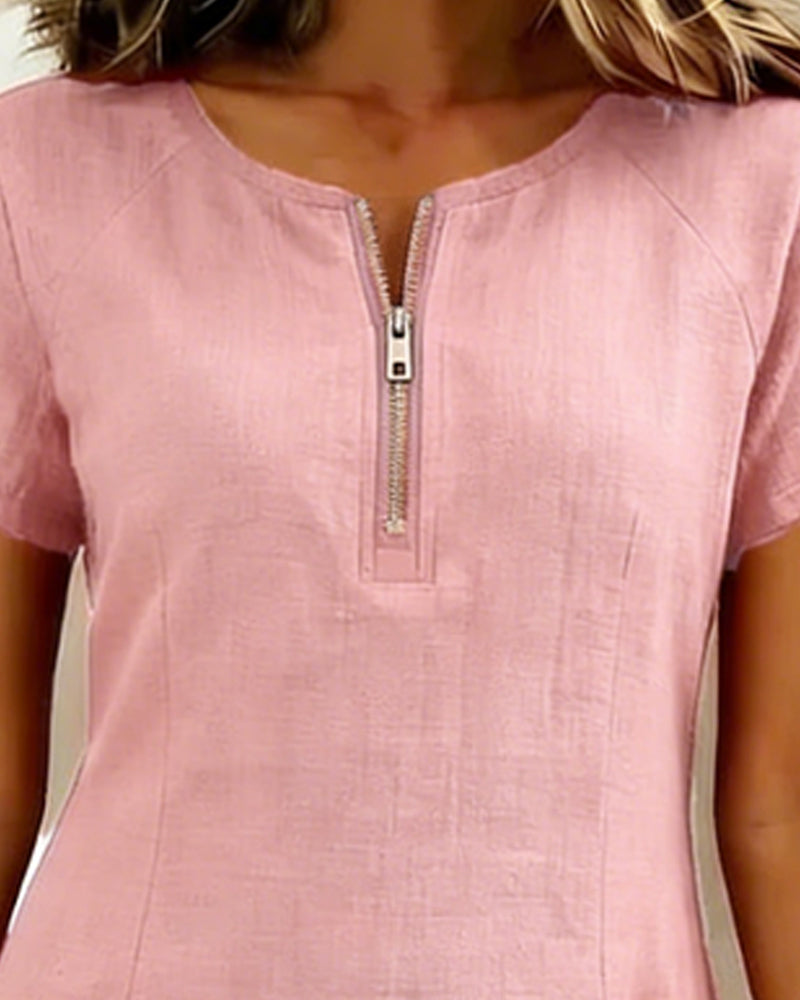 Madeleine | Robe en Coton Avec Fermeture Eclair