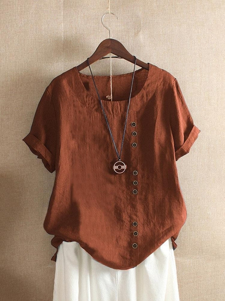 Bianca | Blouse Aérée avec Patte de Boutonnage