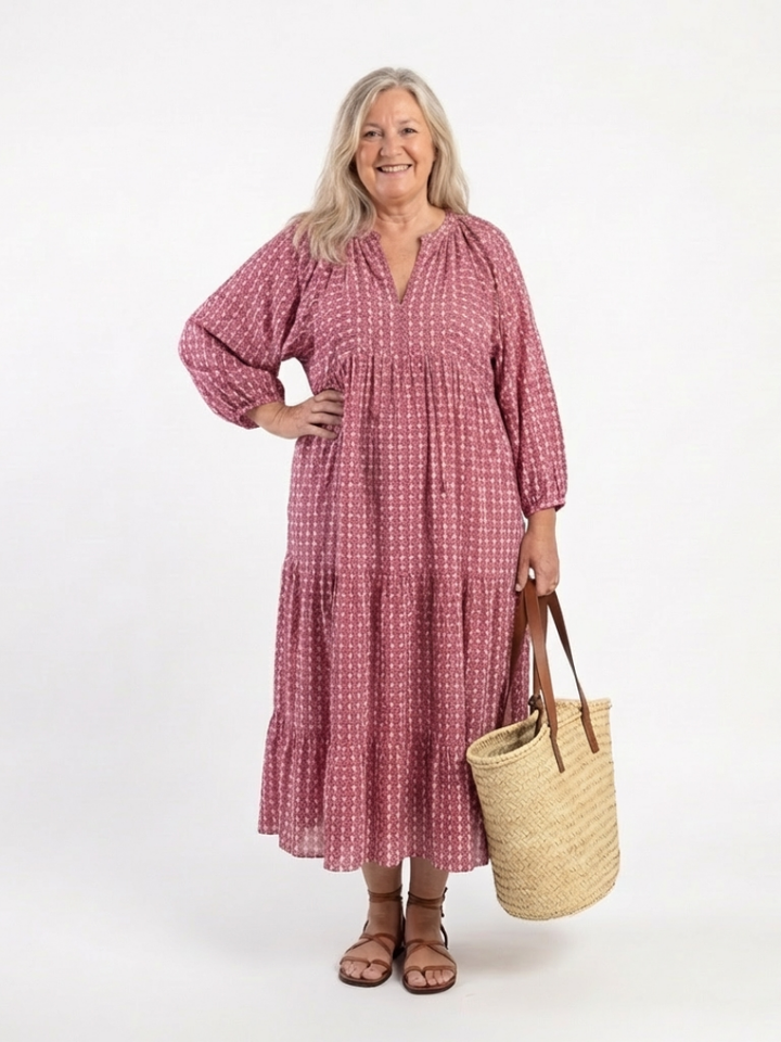 Arlette | Robe Midi à Imprimé Géométrique