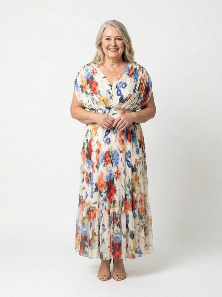 Savannah | Robe Midi Fleurie Plissée