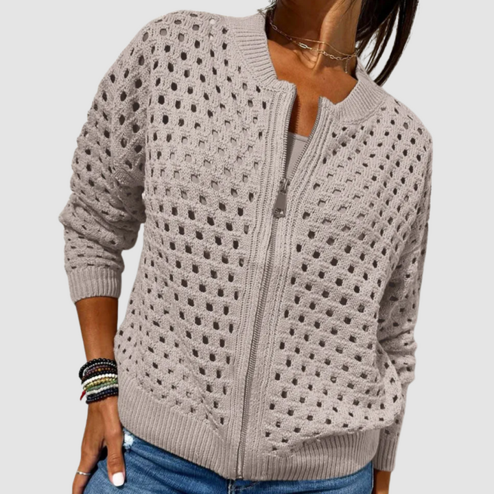 Cyndie | Cardigan Zippé de Style Raffiné