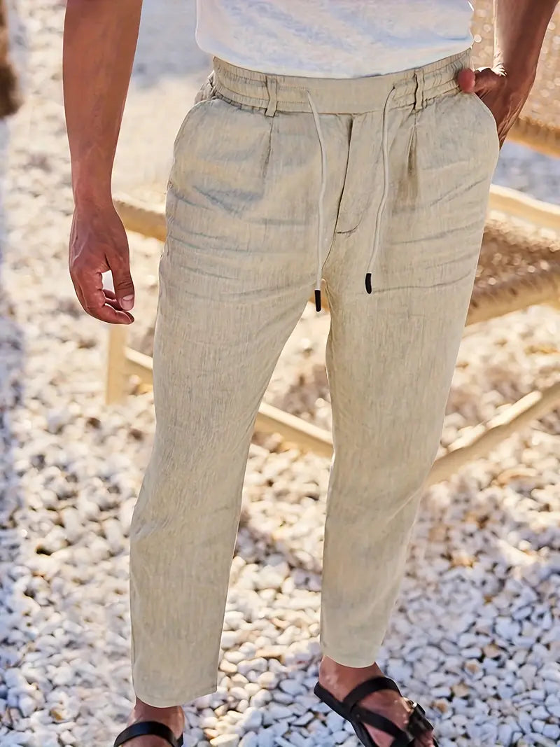 ANTHONY | PANTALONS LARGES EN LIN AVEC CORDON