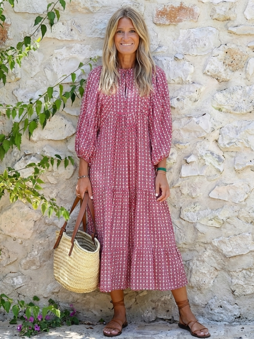 Arlette | Robe Midi à Imprimé Géométrique