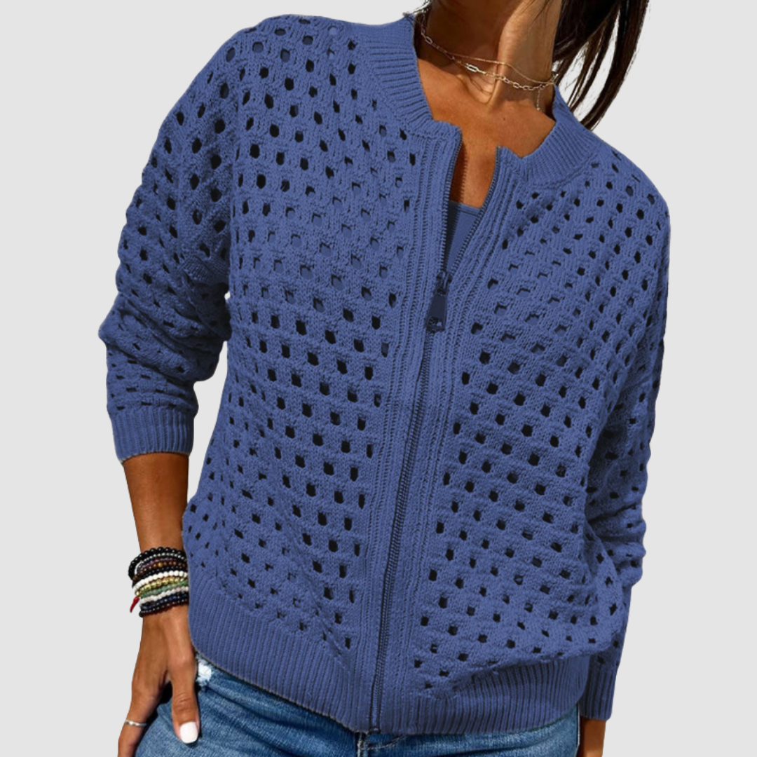 Cyndie | Cardigan Zippé de Style Raffiné