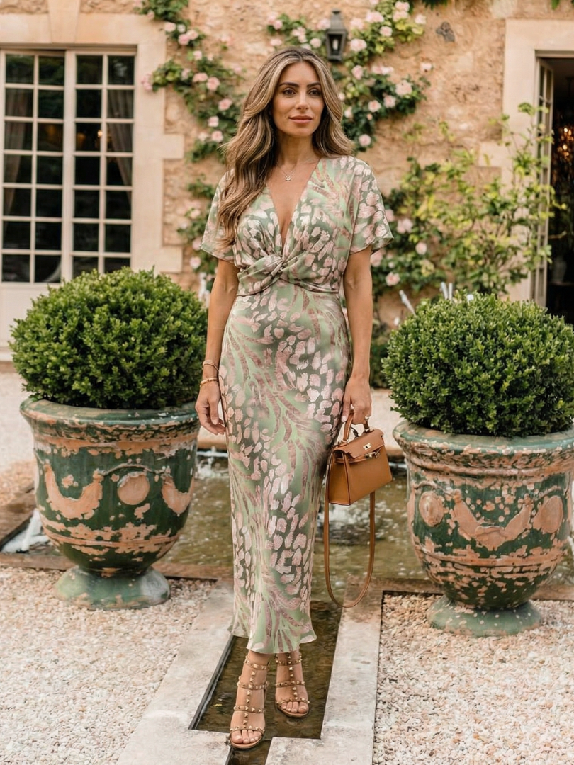 Coralie | Robe Midi à Imprimé Abstrait