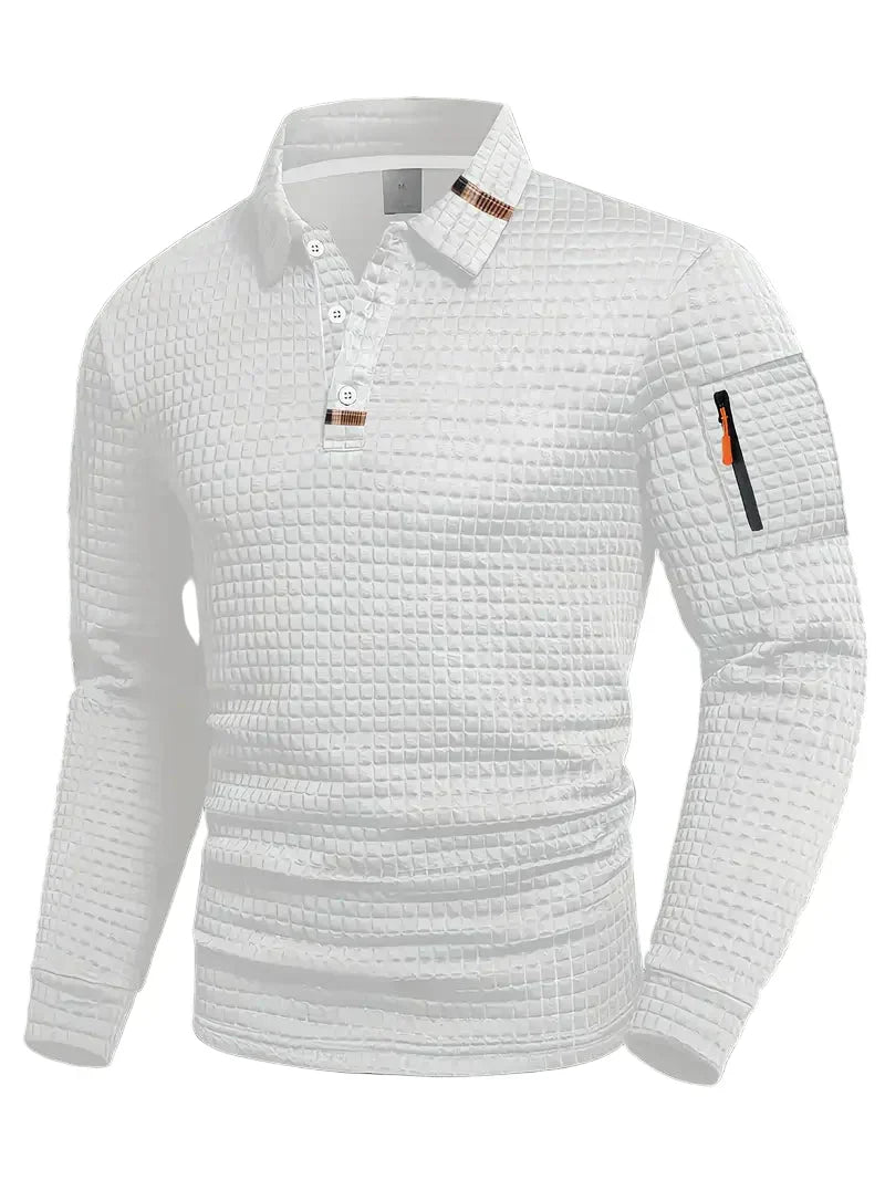 ROB | POLO À MANCHES LONGUES TEXTURÉE