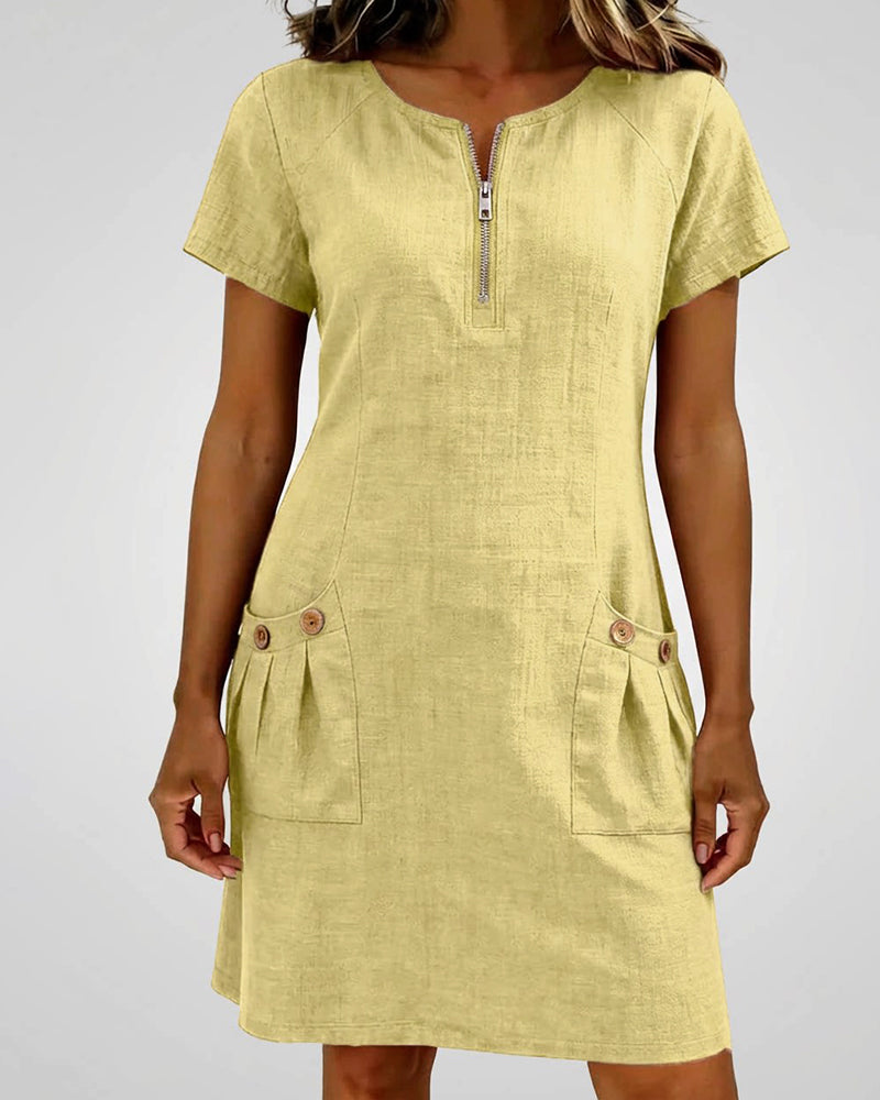 Madeleine | Robe en Coton Avec Fermeture Eclair