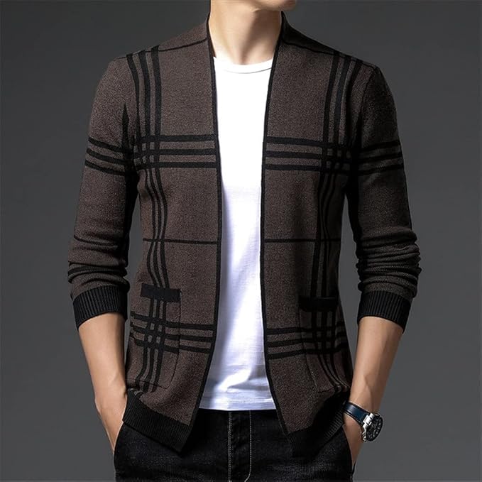 JOHN | CARDIGAN EN MAILLE À CARREAUX