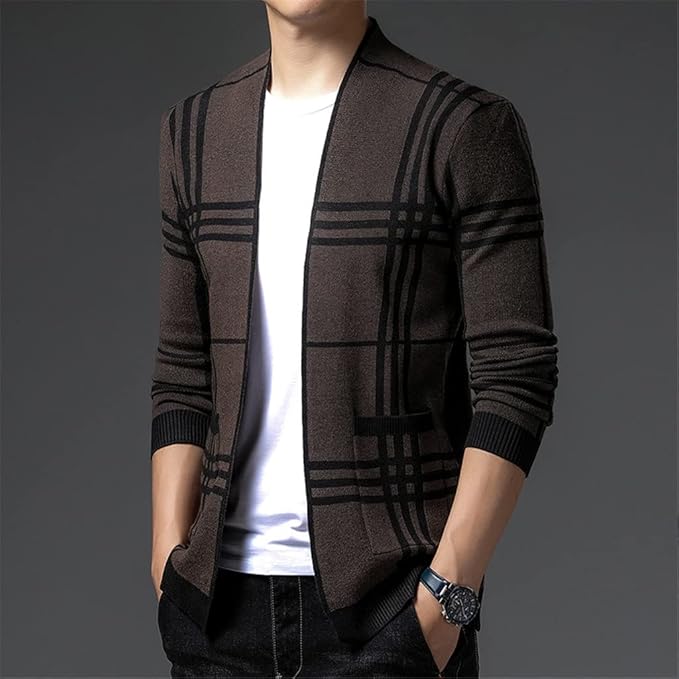 JOHN | CARDIGAN EN MAILLE À CARREAUX