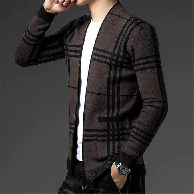 JOHN | CARDIGAN EN MAILLE À CARREAUX