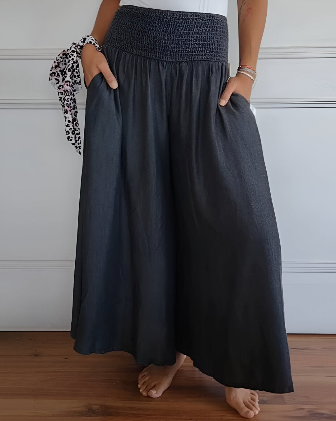Beverly | Pantalon large pour femme avec taille smockée