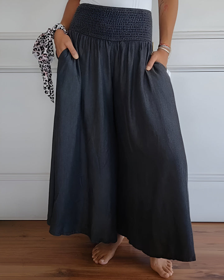 Beverly | Pantalon large pour femme avec taille smockée