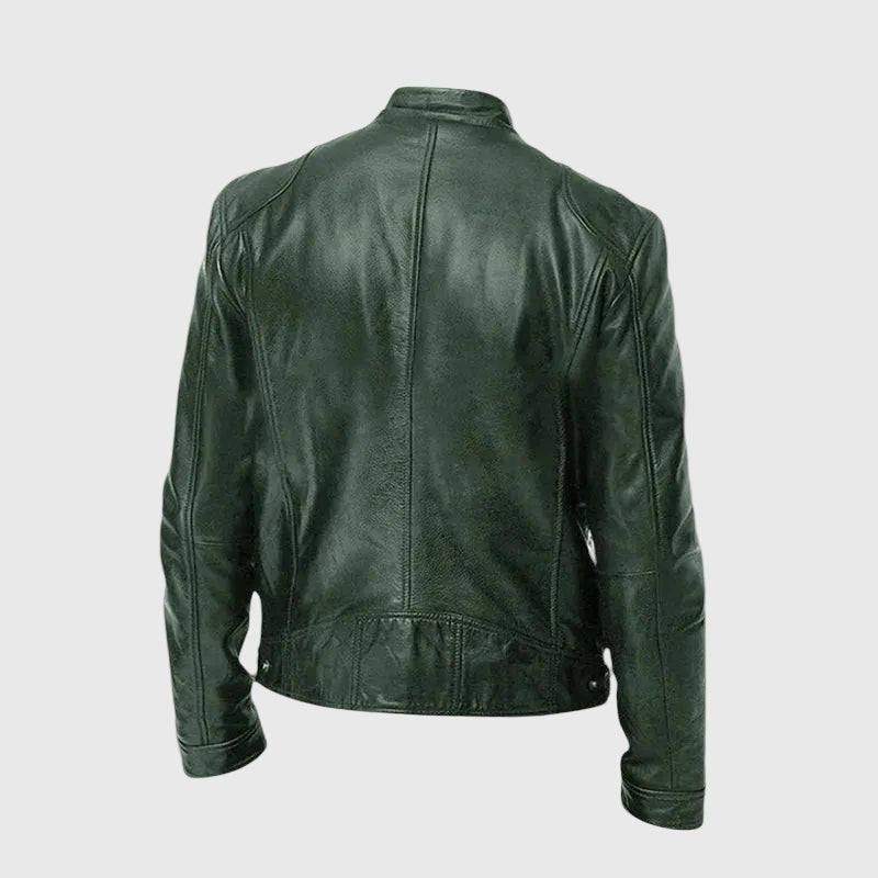 James | Veste en Cuir Classique avec Col Montant