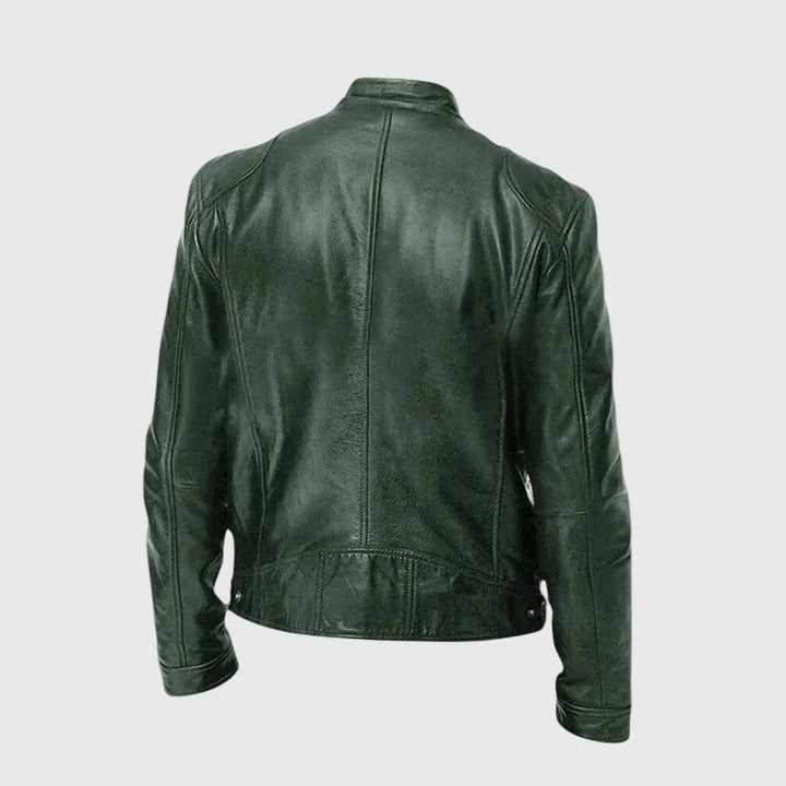 James | Veste en Cuir Classique avec Col Montant