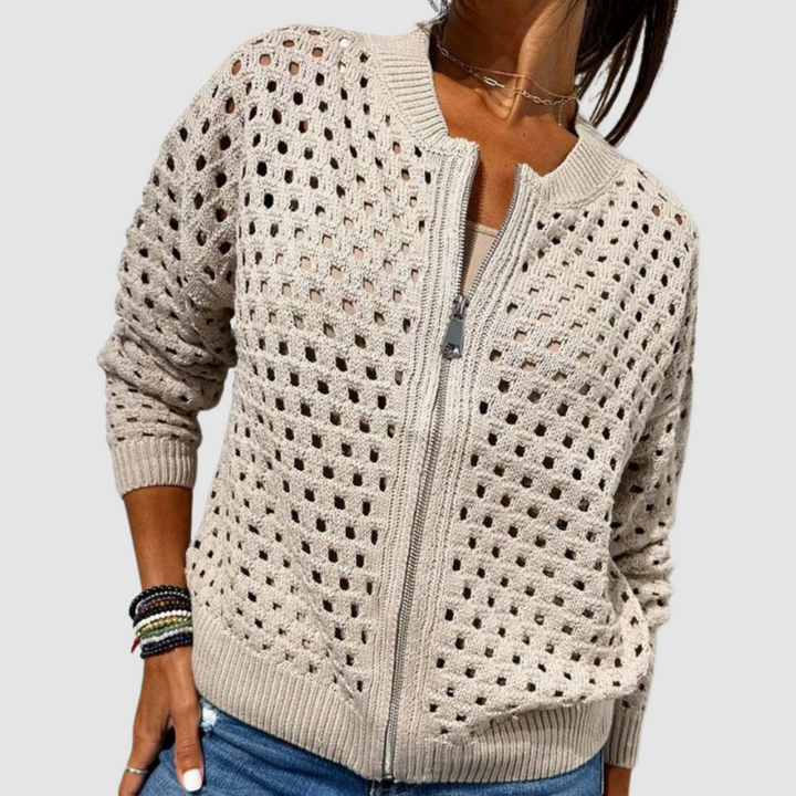 Cyndie | Cardigan Zippé de Style Raffiné