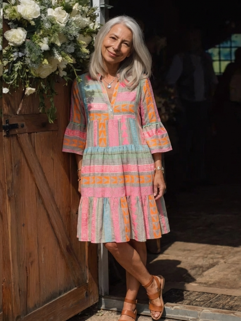 Maelle | Robe à Imprimé Géométrique