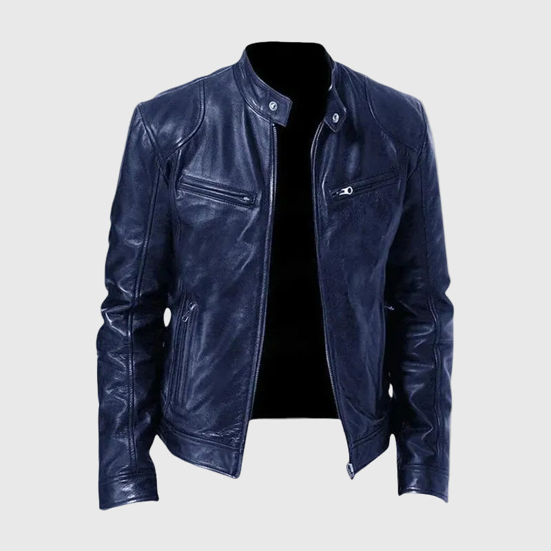 James | Veste en Cuir Classique avec Col Montant